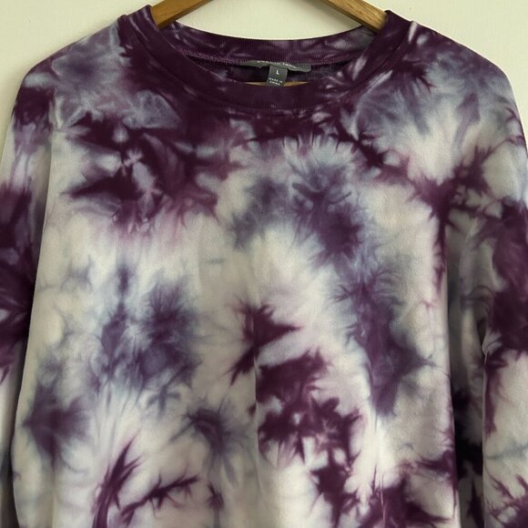 Cobble Lane Cropped Purple Tie Dye Sweatshirt Women Size Large Cotton Blend - Picture 2 of 6
